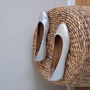 Margaux Womens The Classic Metallic Silver Leather‎ Ballet Flats EU40.5/US9.5-10